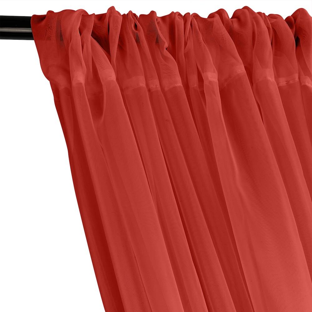 Sheer Voile Rod Pocket Curtains - Red