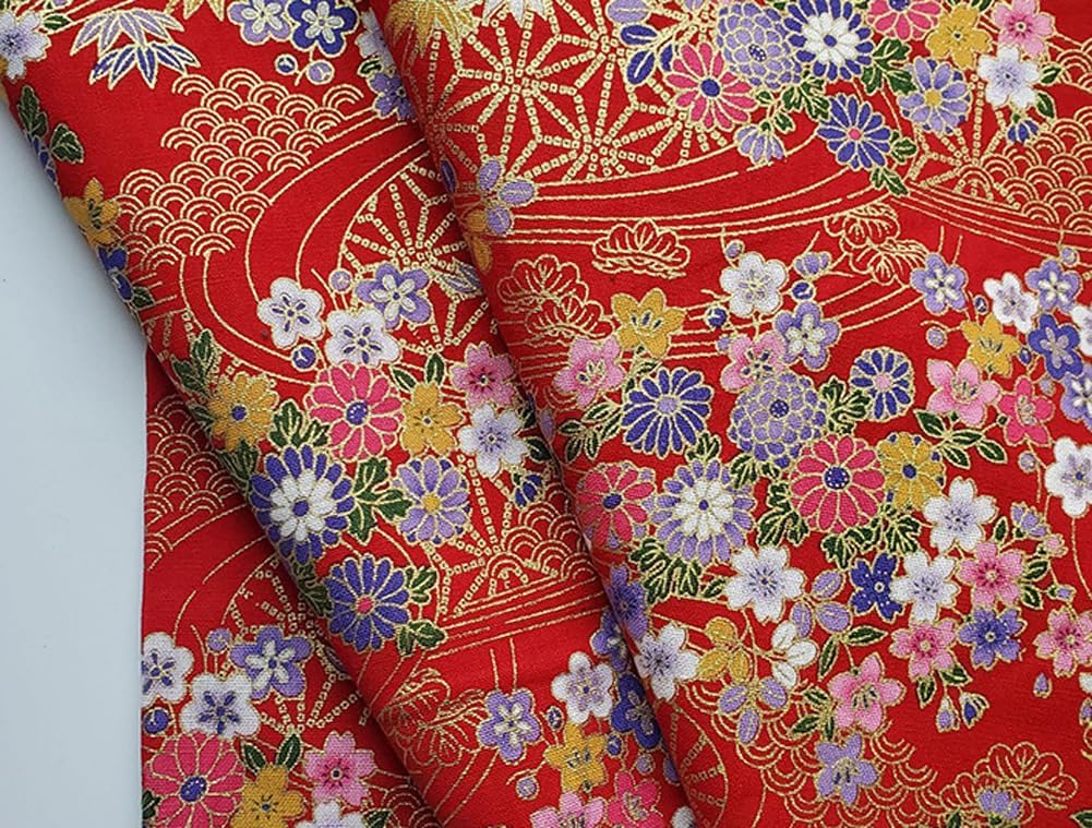 Cotton Japanese Style Fabric by the Yard 39" x 57" for DIY Kimono Sewing