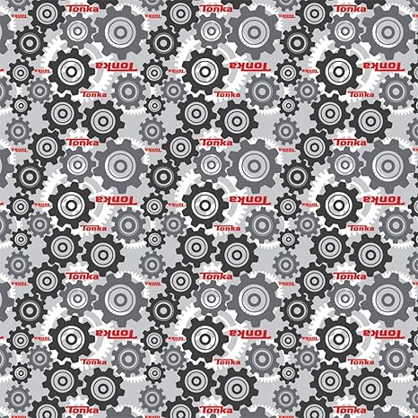 100% Cotton Tonka Truck Gears Fabric by the Yard for Children's Projects