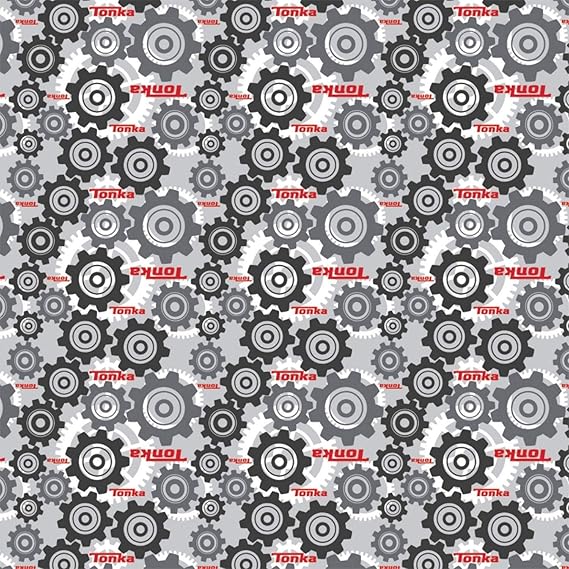 100% Cotton Tonka Truck Gears Fabric by the Yard for Children's Projects
