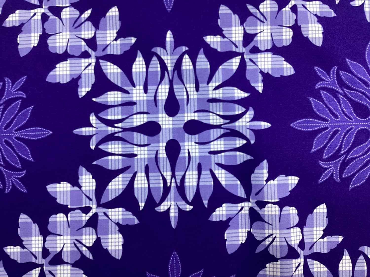 Cotton Hawaiian Print Fabric by the Yard in Purple Palaka Design for Quilting