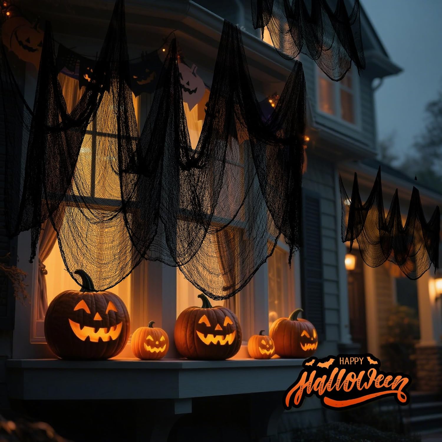 Black Creepy Cloth Fabric by the Yard 30"x80" for Halloween Decor and Party Supplies