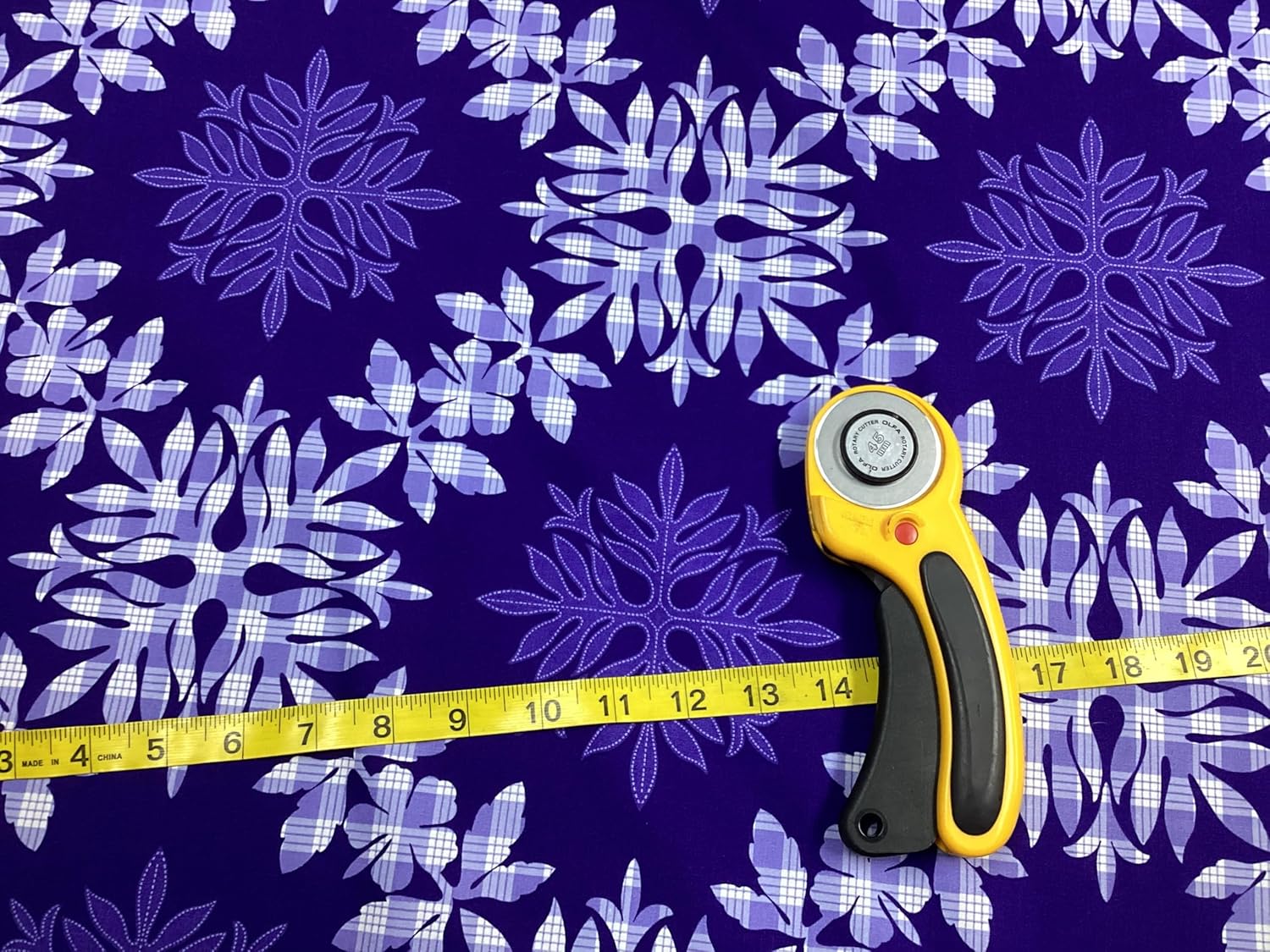 Cotton Hawaiian Print Fabric by the Yard in Purple Palaka Design for Quilting