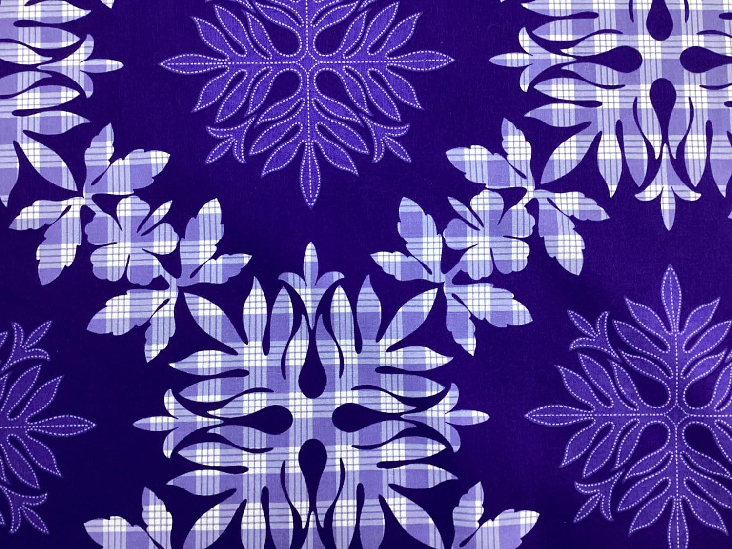 Cotton Hawaiian Print Fabric by the Yard in Purple Palaka Design for Quilting