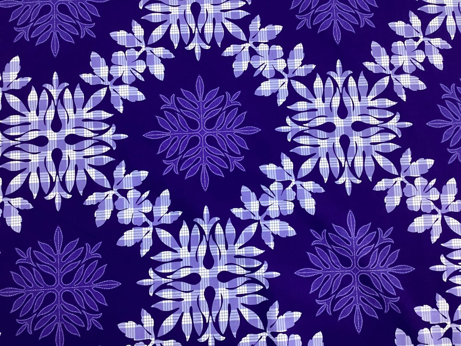 Cotton Hawaiian Print Fabric by the Yard in Purple Palaka Design for Quilting