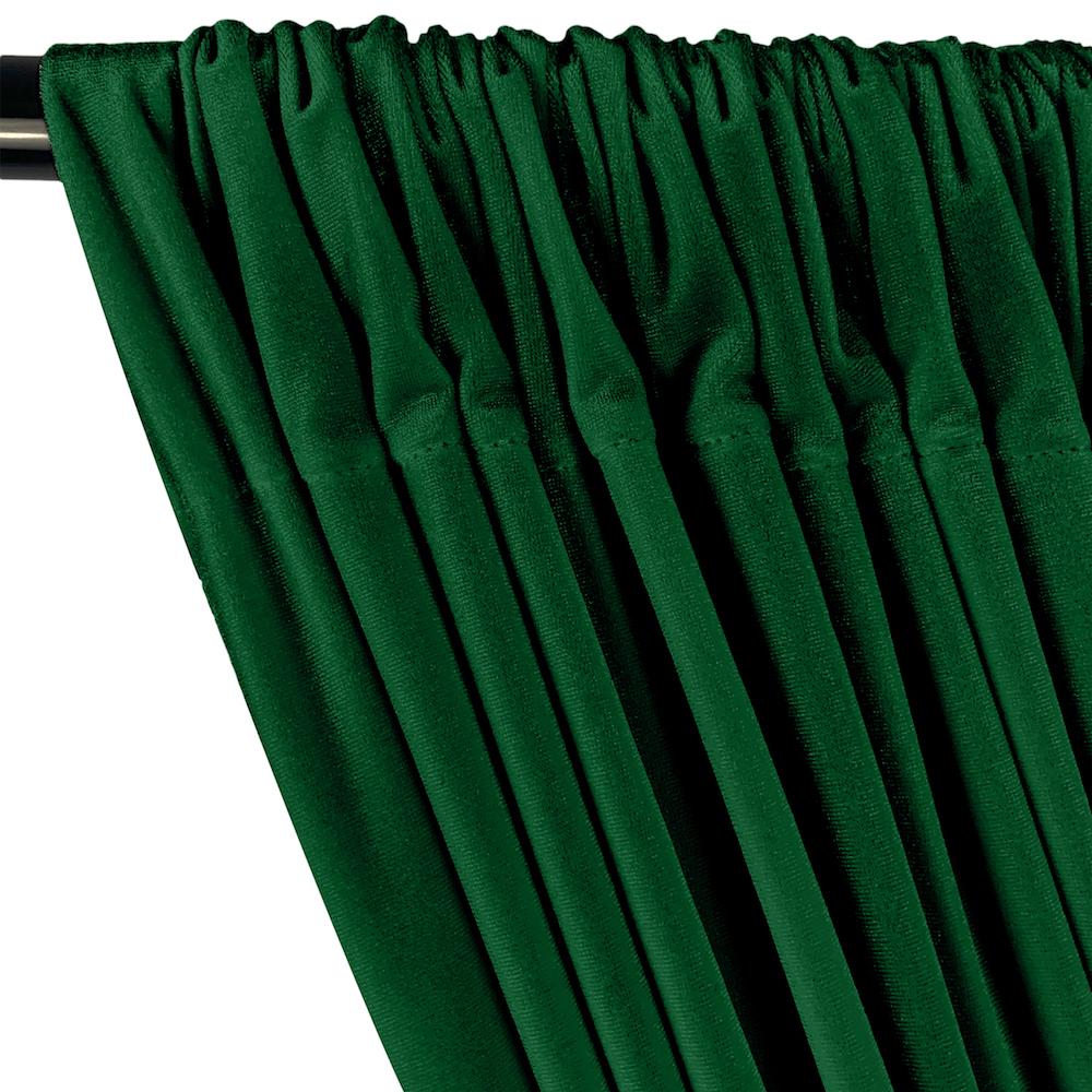 Stretch Velvet Rod Pocket Curtains - Kelly Green