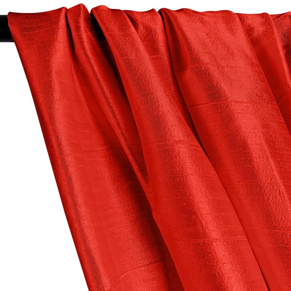Silk Dupioni (54 Inch) Rod Pocket Curtains - Red