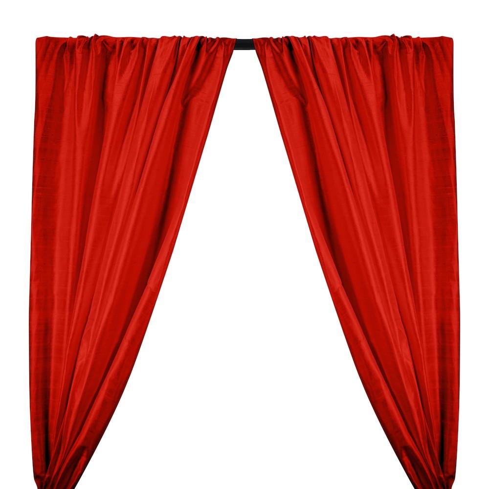 Silk Dupioni (54 Inch) Rod Pocket Curtains - Red